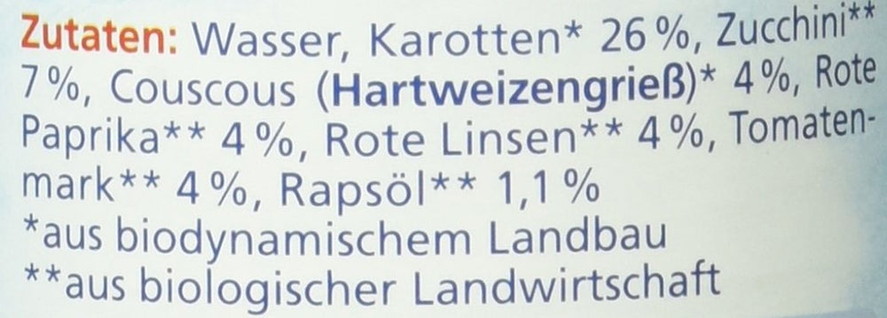 Spezzatino di lenticchie bio con cous cous (dai 6 mesi), 190 g