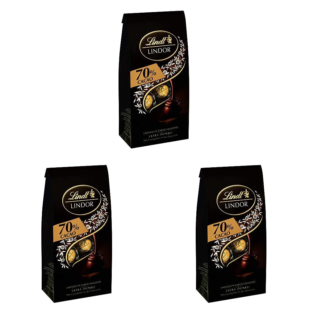 Palline di cioccolato Lindor 70% cacao extra fondente | Busta da 137 g | ca. 10 palline di finissimo cioccolato fondente con ripieno scioglievole in bocca | Regalo di cioccolato | Regalo di cioccolato