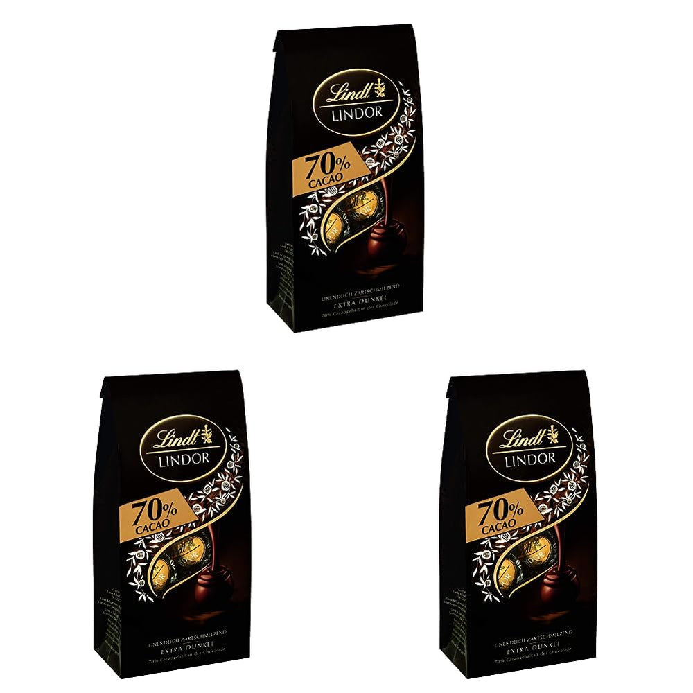 Palline di cioccolato Lindor 70% cacao extra fondente | Busta da 137 g | ca. 10 palline di finissimo cioccolato fondente con ripieno scioglievole in bocca | Regalo di cioccolato | Regalo di cioccolato