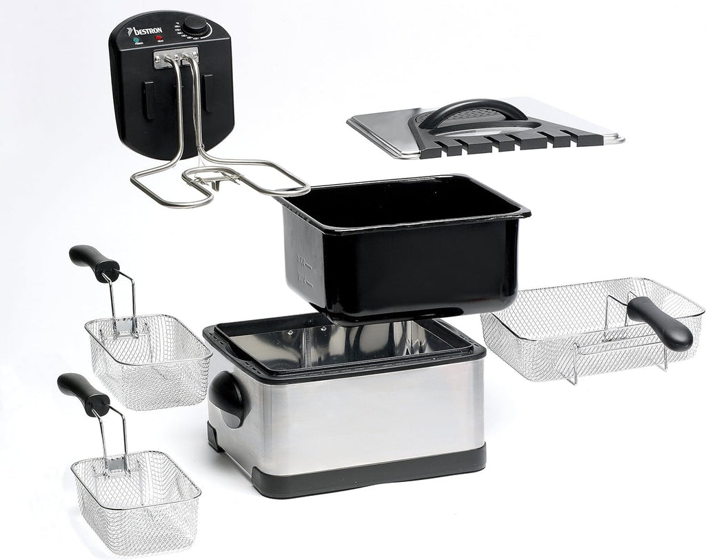 Friteuză cu ulei Bestron XL Cu 3 coșuri de prăjire, Inclusiv tehnologie cu zonă rece și recipient de ulei detașabil, 4 litri, 2000 W Electrocasnice Naty Shop