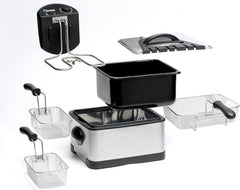 Friggitrice ad olio Bestron XL Con 3 cestelli, Inclusa tecnologia zona fredda e contenitore olio estraibile, 4 litri, 2000 W Elettrodomestici Naty Shop