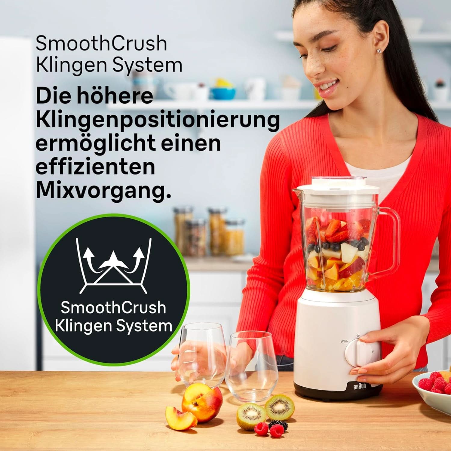 Braun Powerblend 1 JB1050WH - Robot da cucina con miscela di vetro da 1,5 L, Küchenhelfer Zum Zerkleinern, Pürieren & Mixen, Ice-Crush-Funktion, 2 Geschwindigkeiten, 600 Watt, Weiß Kitchen Naty Shop