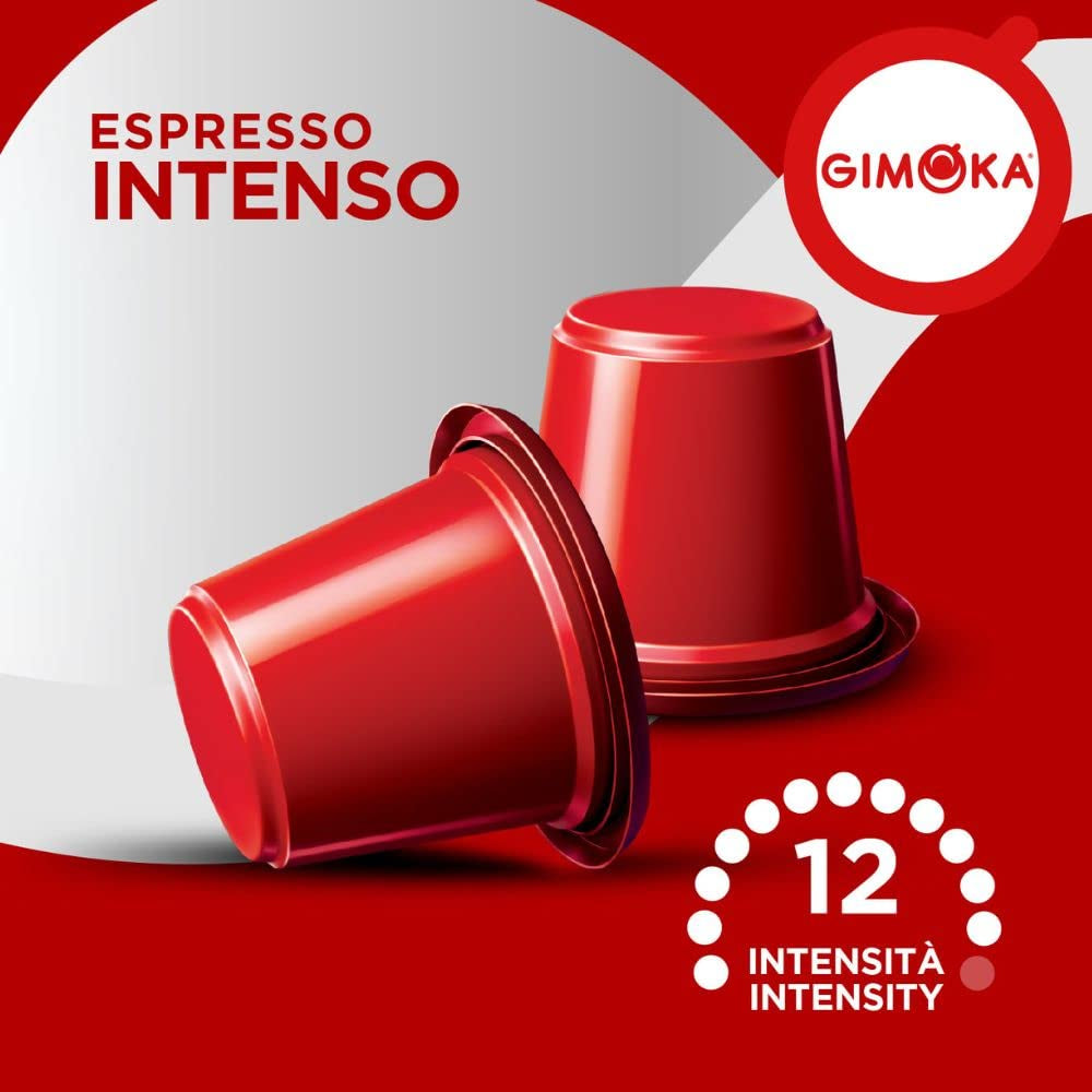 Gimoka Kaffeekapseln Espresso Intenso, Intensität 12/13-100 Kapsel - Kompatibel mit Nespresso* Haushalts-Espressomaschinen - 100 Stück (10 x 10 Getränke) - Hergestellt in Italien