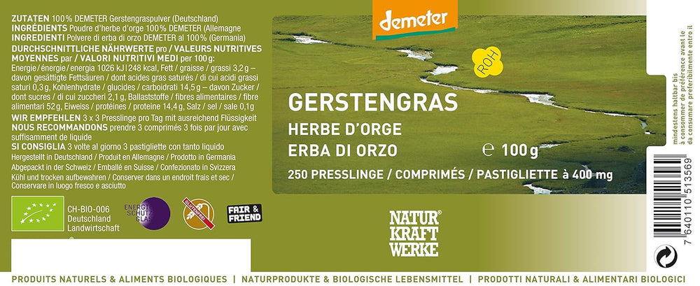 Gerstengras Demeter, 250 Presslinge À 400 Mg