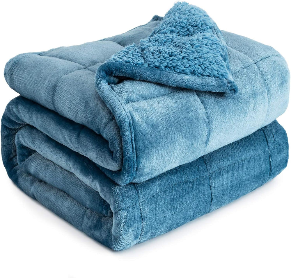 Coperta ponderata Cottonblue, 6,8 kg, Queen Size, Flanella, Shaggy, Sherpa, Coperta ponderata per adulti, Comode coperte ponderate per calmarsi e rilassarsi, Piumoni pesanti, 152,4 x 203,2 Naty Shop Trapunte e trapunte blu ardesia 60 * 80 15 libbre