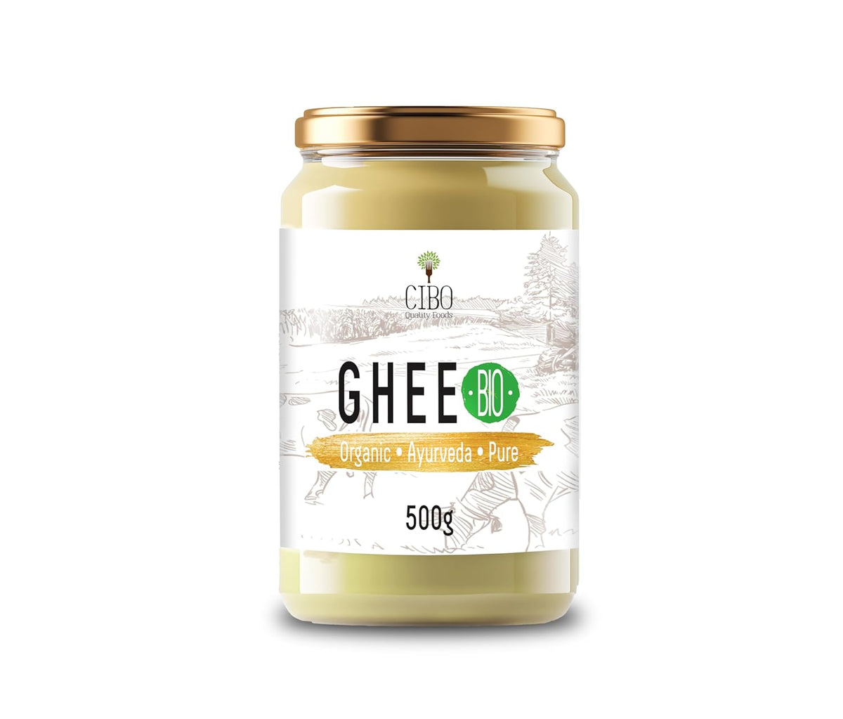 Cibo Bio Ghee 500g – Milk aus Parma und Reggio Emilia – Hergestellt in Italien – Weidekühe – Rauchpunkt 250°C – Aus Centrifugensahne
