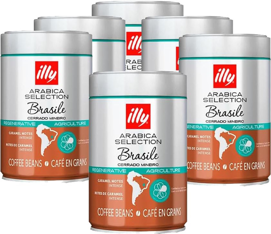ILLY 6 cutii boabe de cafea, 250 grame fiecare, Arabica Selection, Brazilia, certificat Cerrado Mineiro, Regenagri