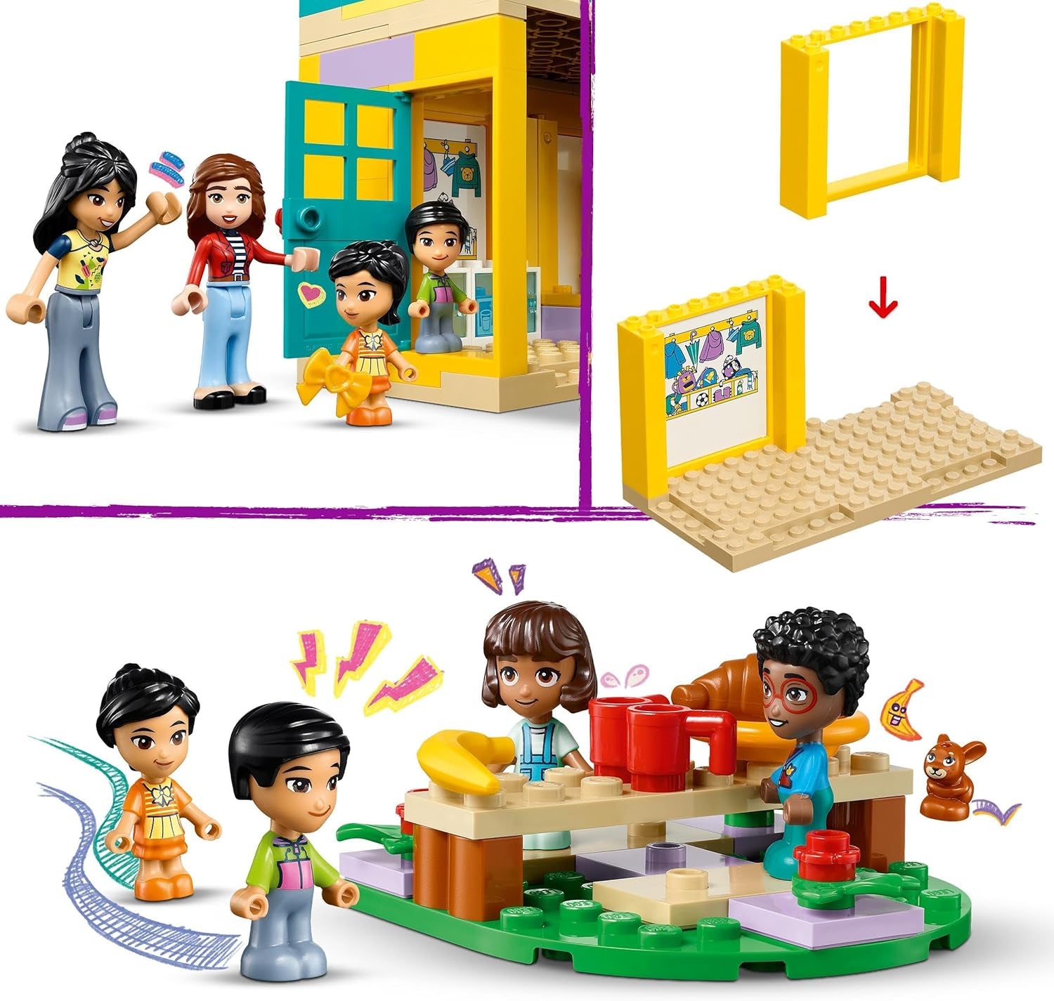 LEGO Friends Heartlake City Set da gioco per l'asilo per ragazze e ragazzi di 4 anni Gioco di ruolo creativo con 2 personaggi e 4 micro personaggi Giocattolo per lo sviluppo sociale 42636 Set di costruzione Besuche den LEGO-Store