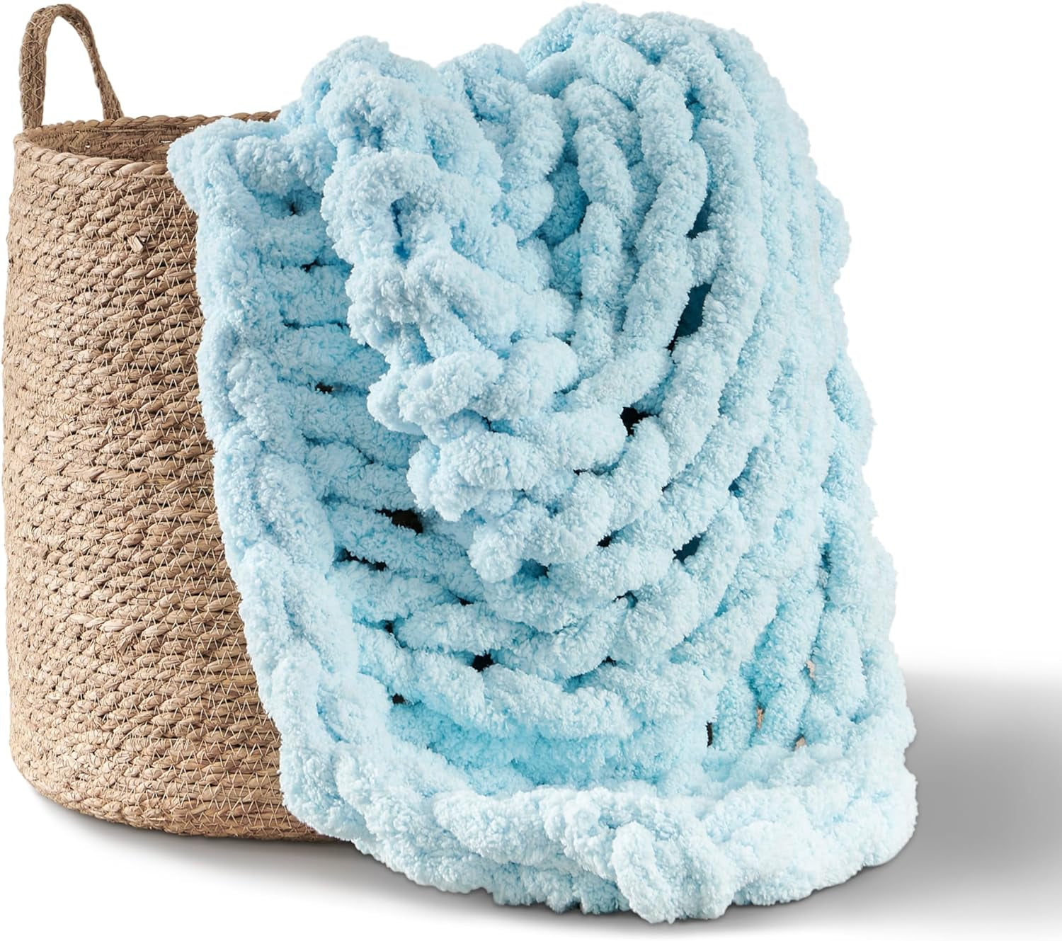 Coperta a maglia grossa, plaid, 100% lavorato a mano con filato di ciniglia jumbo (127 X 152,4 cm, grigio lilla) Letti e coperte Adyrescia Leggero, blu 50 "X60"