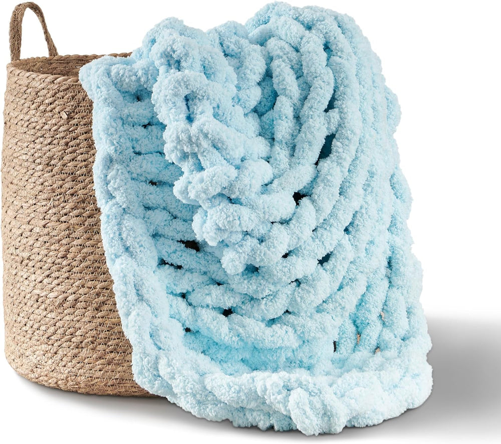 Coperta a maglia grossa, plaid, 100% lavorato a mano con filato di ciniglia jumbo (127 X 152,4 cm, grigio lilla) Letti e coperte Adyrescia Leggero, blu 50 "X60"