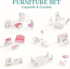 Casa delle bambole in legno con mobili e accessori Casetta da gioco per ragazze Sala giochi per bambini Giocattoli Case delle bambole Naty Shop