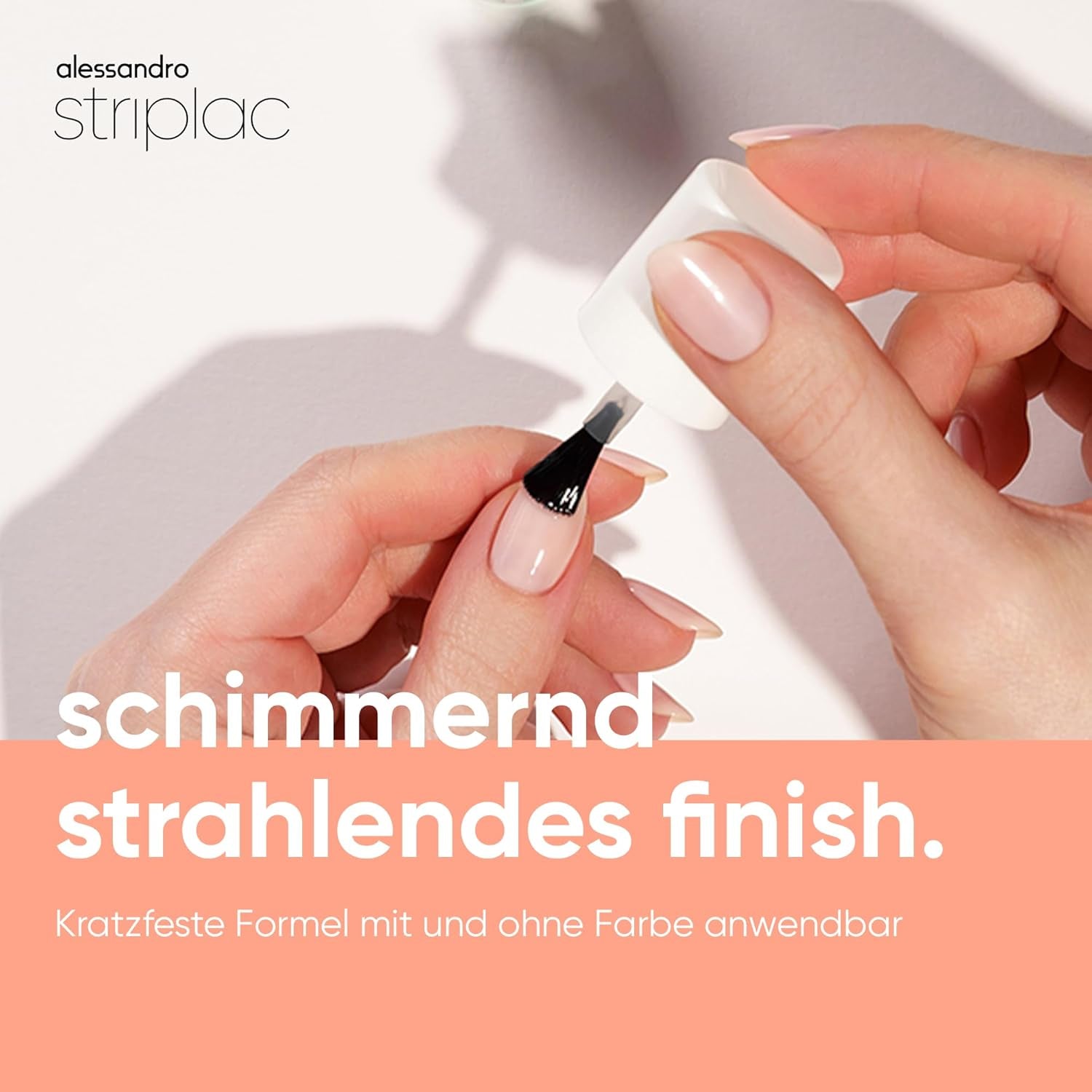 alessandro Striplac UV Top Coat Shimmer - Unghie brillanti e resistenti ai graffi fino a 15 giorni - Può essere utilizzato con o senza tinta - Tecnologia di rimozione delicata - Vegan - Argento, Trasparente, 6,5 ml