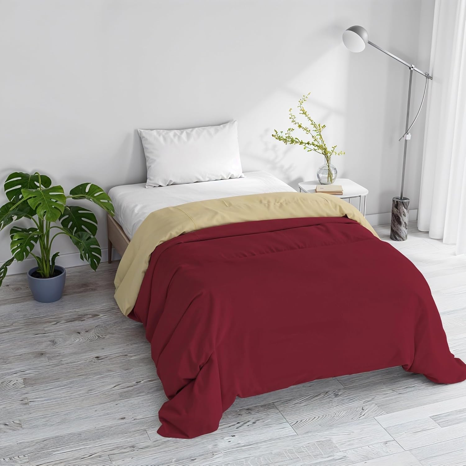 Coperta invernale basic, tinta unita e imbottita, verde scuro/crema, 200X245Cm Naty Shop trapunte e trapunte Bordeaux/crema 200X245Cm