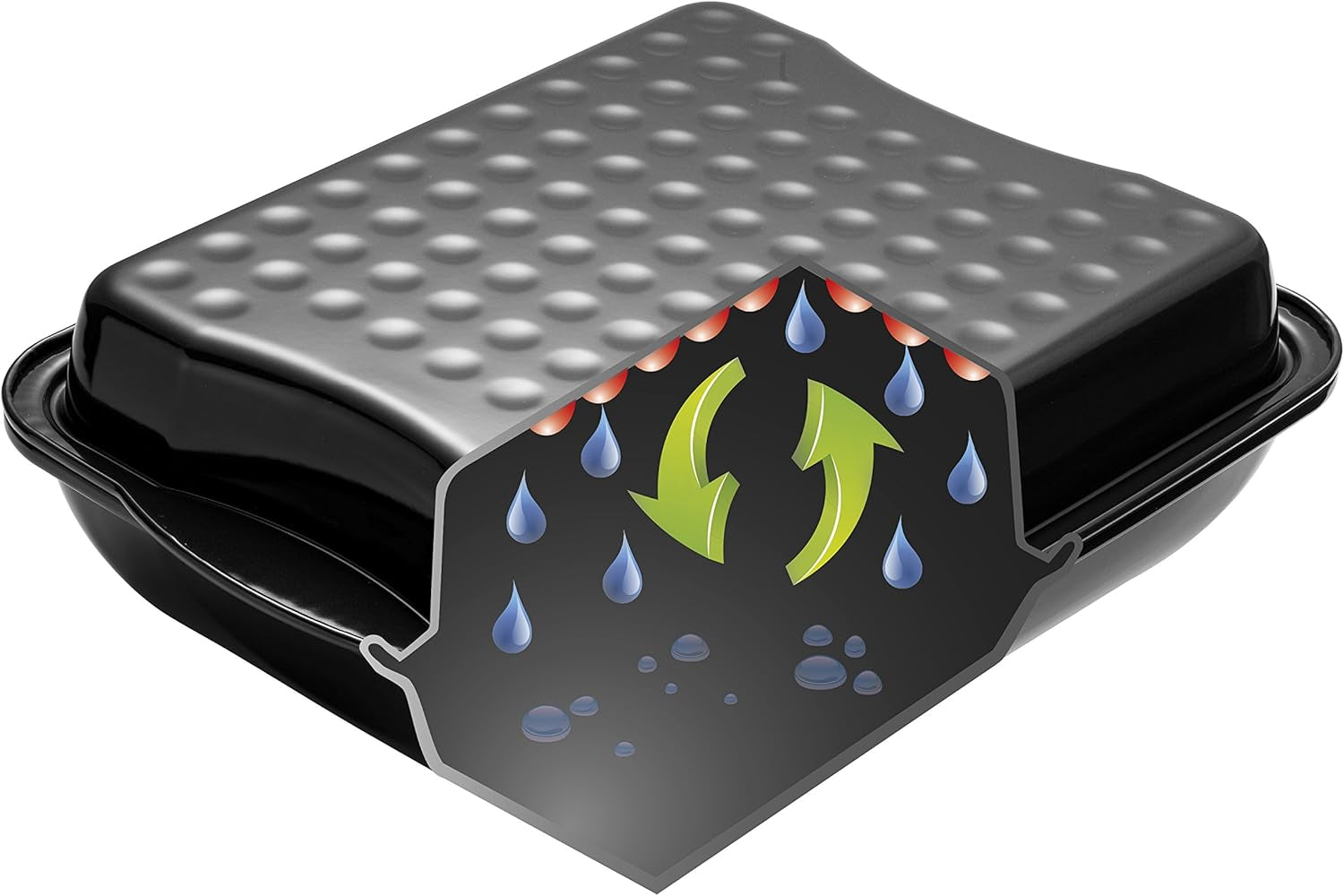 Dr. Oetker Maxi-Bräter Mit Deckel BACK-IDEE KREATIV, Brat- Und Auflaufform Aus Hochwertigem Stahlblech Mit Emaillierung, Eckige Form, Schnitt- Und Kratzfest - Spülmaschinengeeignet in Schwarz Stampi e vassoi per dolci Naty Shop