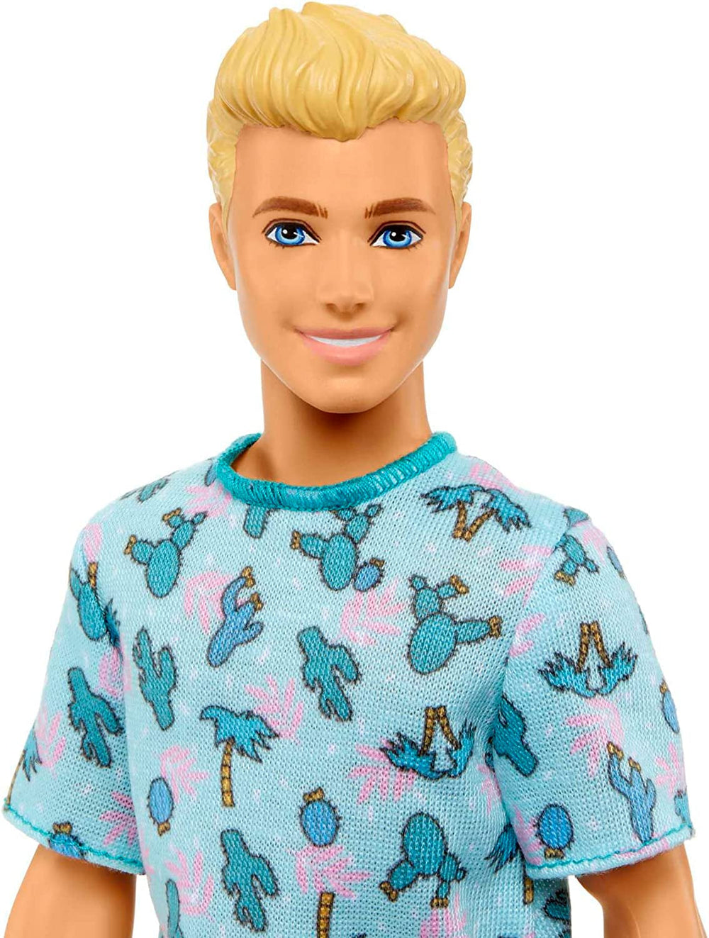 Barbie Ken Fashionistas - T-shirt con stampa di cactus e palme, pantaloncini bianchi e scarpe da ginnastica, perfetta per avventure con gli amici e passeggiate in città, per bambini dai 3 anni in su, bambole HJT10 Naty Shop