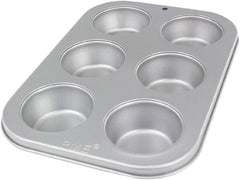CSB108 Teglia per muffin antiaderente a 6 fori in acciaio al carbonio, Acciaio inossidabile, Argento, 28,9 X 17,7 X 3,1 cm Teglie e vassoi Naty Shop