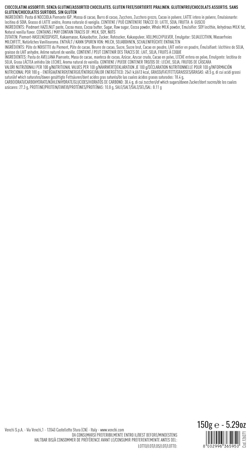 Set regalo Venchi - Borsina Gianduiotti, con vari cioccolatini Gianduiotti, tra cui "Nocciole Piemonte", 150g, senza glutine, senza coloranti, senza conservanti, idea regalo