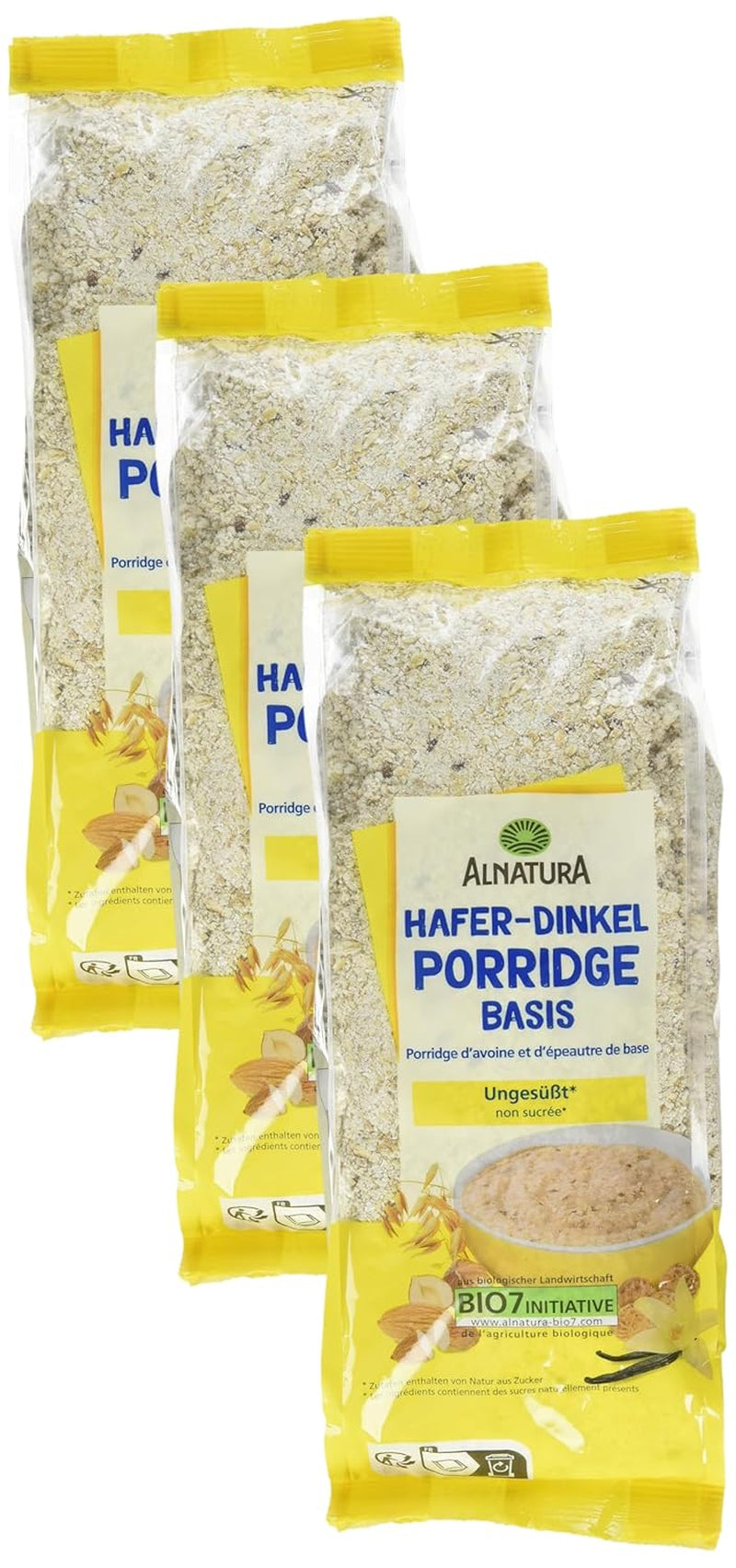 Base per porridge di avena e farro biologico, 500 g (confezione da 3)
