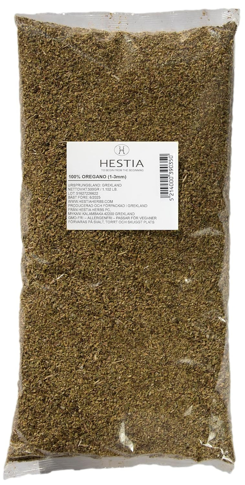Hestia Herbs Griechischer getrechtenter Origano 500 g, senza allergeni – vegano – senza GVO