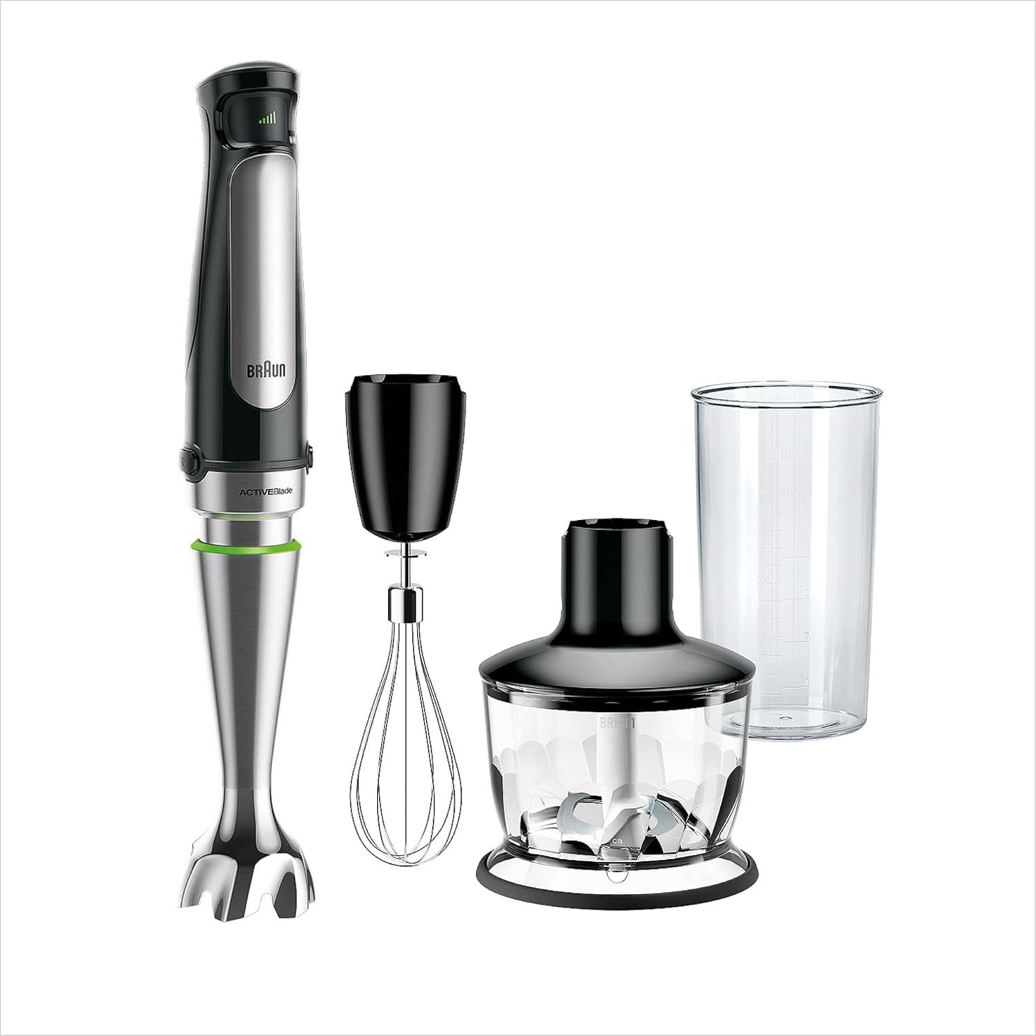 Braun Multiquick 7 MQ 7035X Stabmixer - Purierstab Mit Abnehmbarem Edelstahl Mixfuß Mit Activeblade Technologie Zum Pürieren Der Härtesten Ingredient, Inkl. Set 3-Teiliges Zubehör, 1000 Watt, Schwarz Kitchen Naty Shop Schwarz Zerkleinerer (500G)