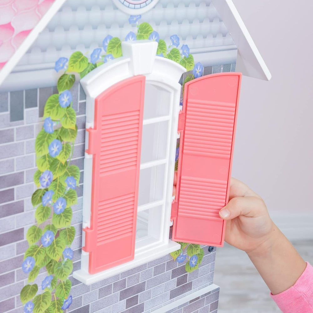 Casa de păpuși Kidkraft Magnolia Mansion din lemn cu mobilier și accesorii, set de joacă cu balcon și lift pentru păpuși de 30 cm, jucărie pentru copii de la 3 ani, 65907 Casute de papusi Naty Shop