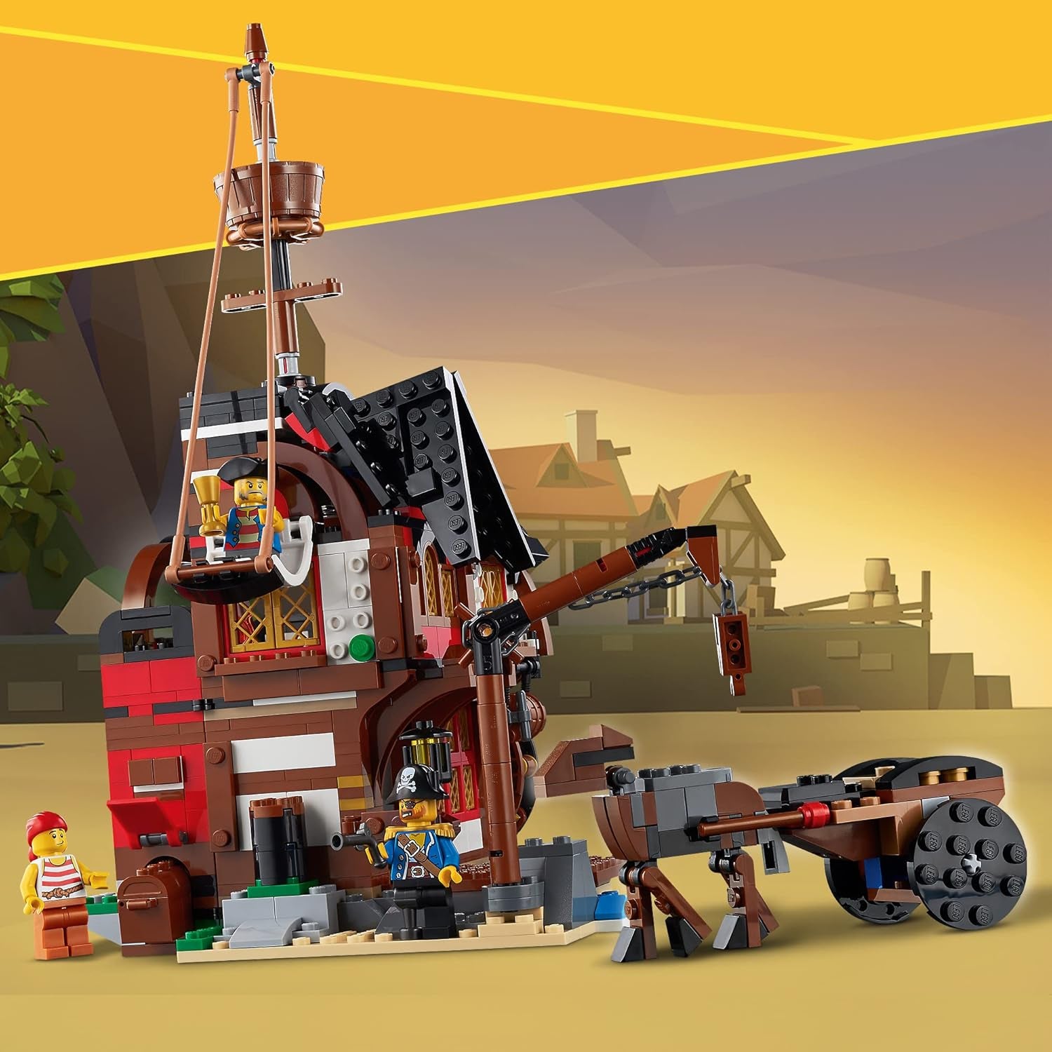 Set nave pirata 3-in-1 LEGO Creator, giocattolo con 3 opzioni di costruzione, costruisci una taverna dei pirati o un'isola dei pirati con teschi, include 3 minifigure di avventura di gioco di ruolo 31109 Set di costruzione Besuche den LEGO-Store