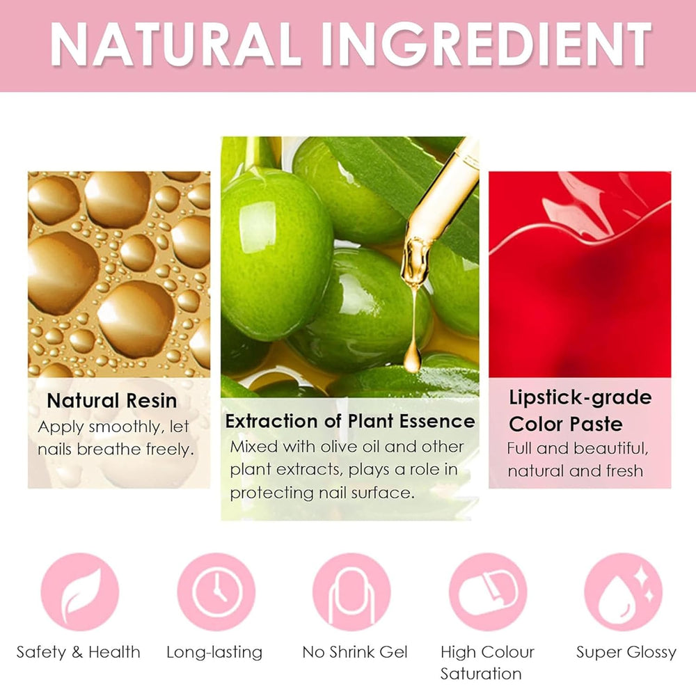 Set di smalti per unghie da 6 pezzi - Smalto per unghie rosso brillante a lunga durata ad asciugatura rapida - Smalto per unghie non tossico a base d'acqua per regalo di manicure per saloni fai da te (Colore A)