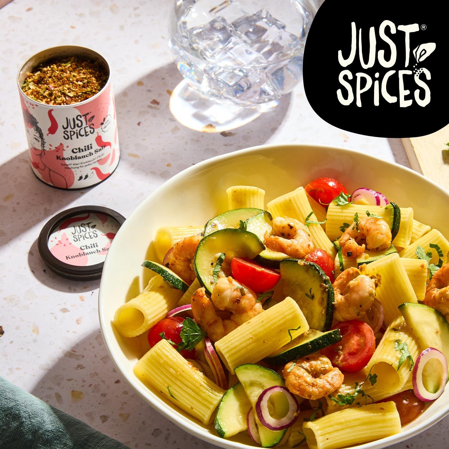 Just Spices Peperoncino Aglio Sale I Gewürzmix, der zu allen Gerichten schmeckt I Gewürzdose, 55 g