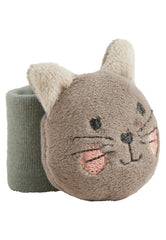 Sterntaler braț zornăitor pisică Lilly - zornăitor pentru copii din țesătură moale - zornăitor pentru încheietura mâinii cu bandă elastică - jucărie pentru copii pentru joacă, îmbrățișare și zornăit, gri Jucarii Bebe Naty Shop