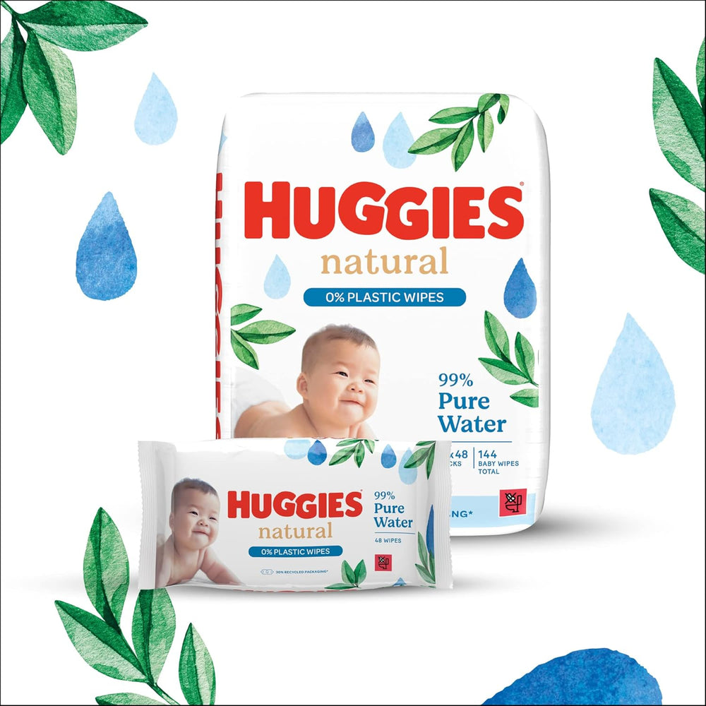 Salviette umidificate Huggies naturalmente biodegradabili per bambini sensibili, 8 x 48 salviette, confezione sfusa