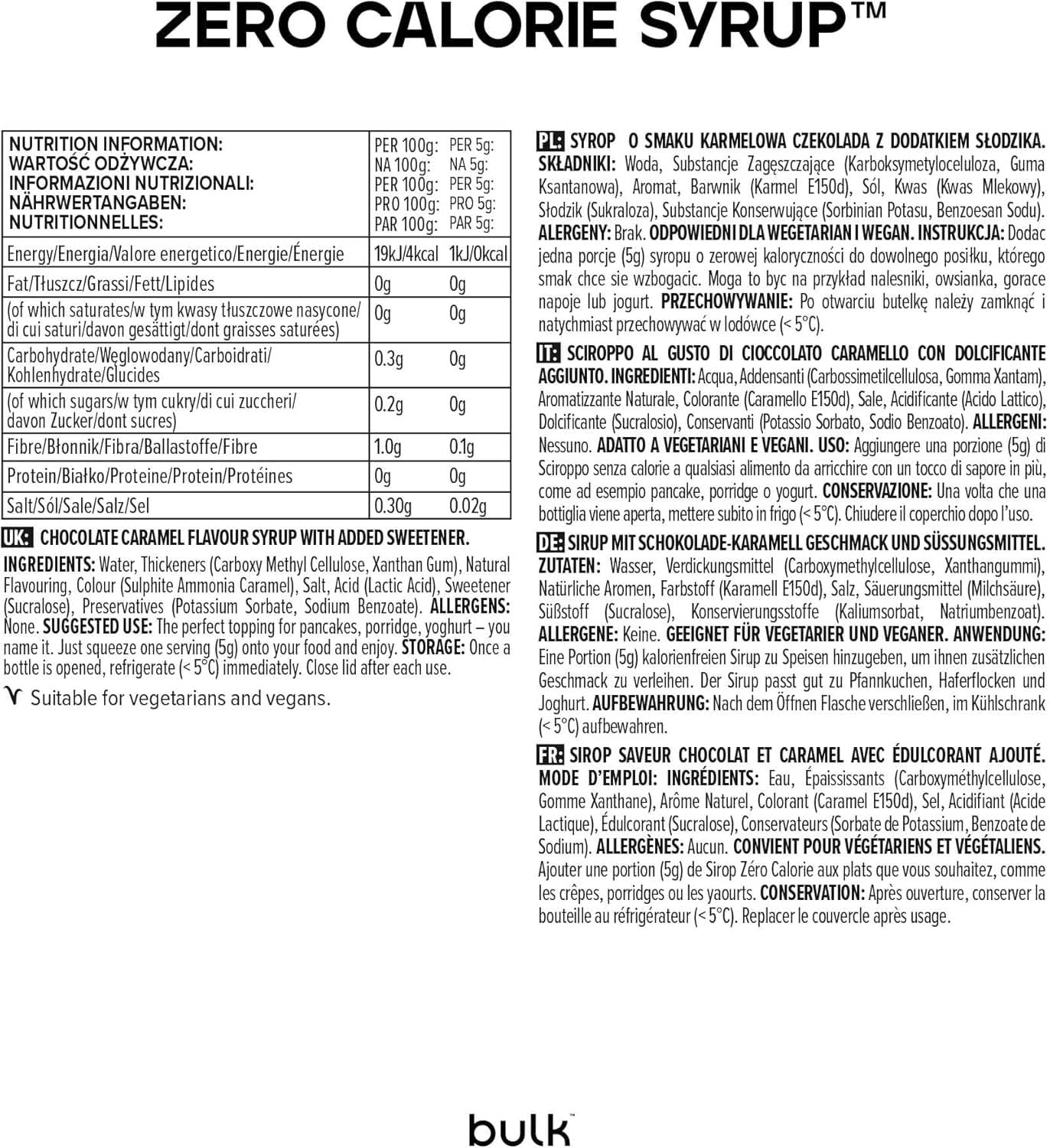 Sciroppo sfuso senza zucchero, cioccolato al caramello, 400 ml Dolcificanti Naty Shop