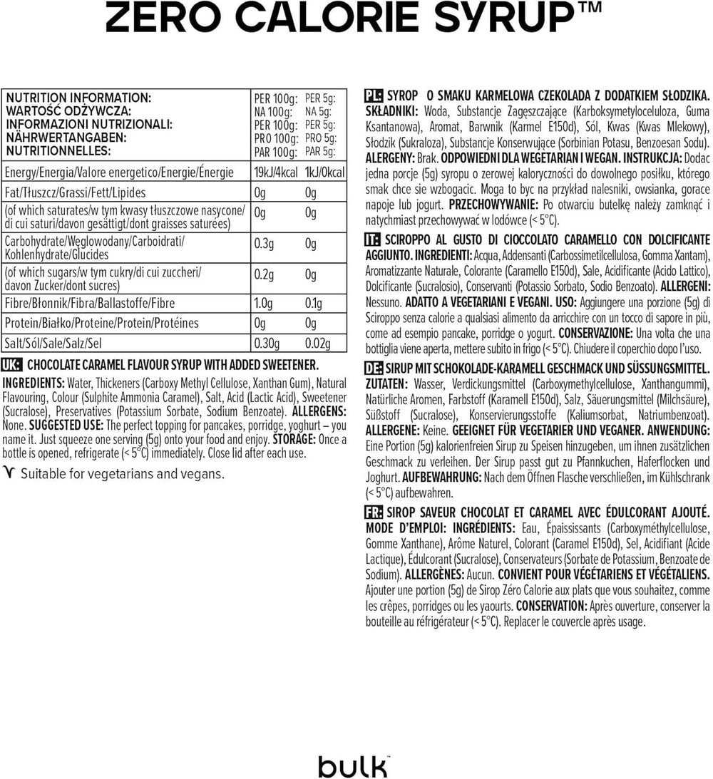 Sciroppo sfuso senza zucchero, cioccolato al caramello, 400 ml Dolcificanti Naty Shop