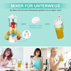 Mixer Smoothie Maker to Go, Mini Standmixer Tragbar Mit 6-Klingen Edelstahl, Enstafter Mit Reisedeckel, Frullatore portatile USB Elektrisch Bottiglia da 600 ml, Mixer Shaker Slushy Maker Wasserdichter Bucatarie Naty Shop