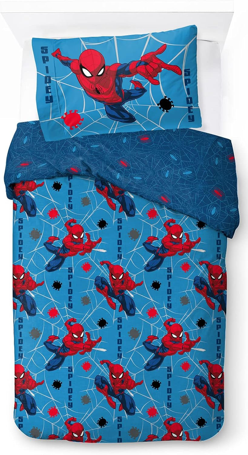 Biancheria letto per bambini Personaggi Disney 100% cotone Biancheria letto per bambini Naty Shop Blu - Spiderman 135X200/50X70 (2 Pezzi)