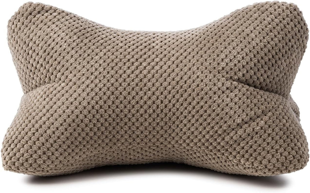 Pernă de citit Gözze - Sven, pernă de gât cu aspect texturat, pernă de citit și relaxare pentru gât și spate, 40 x 25 cm - Taupe