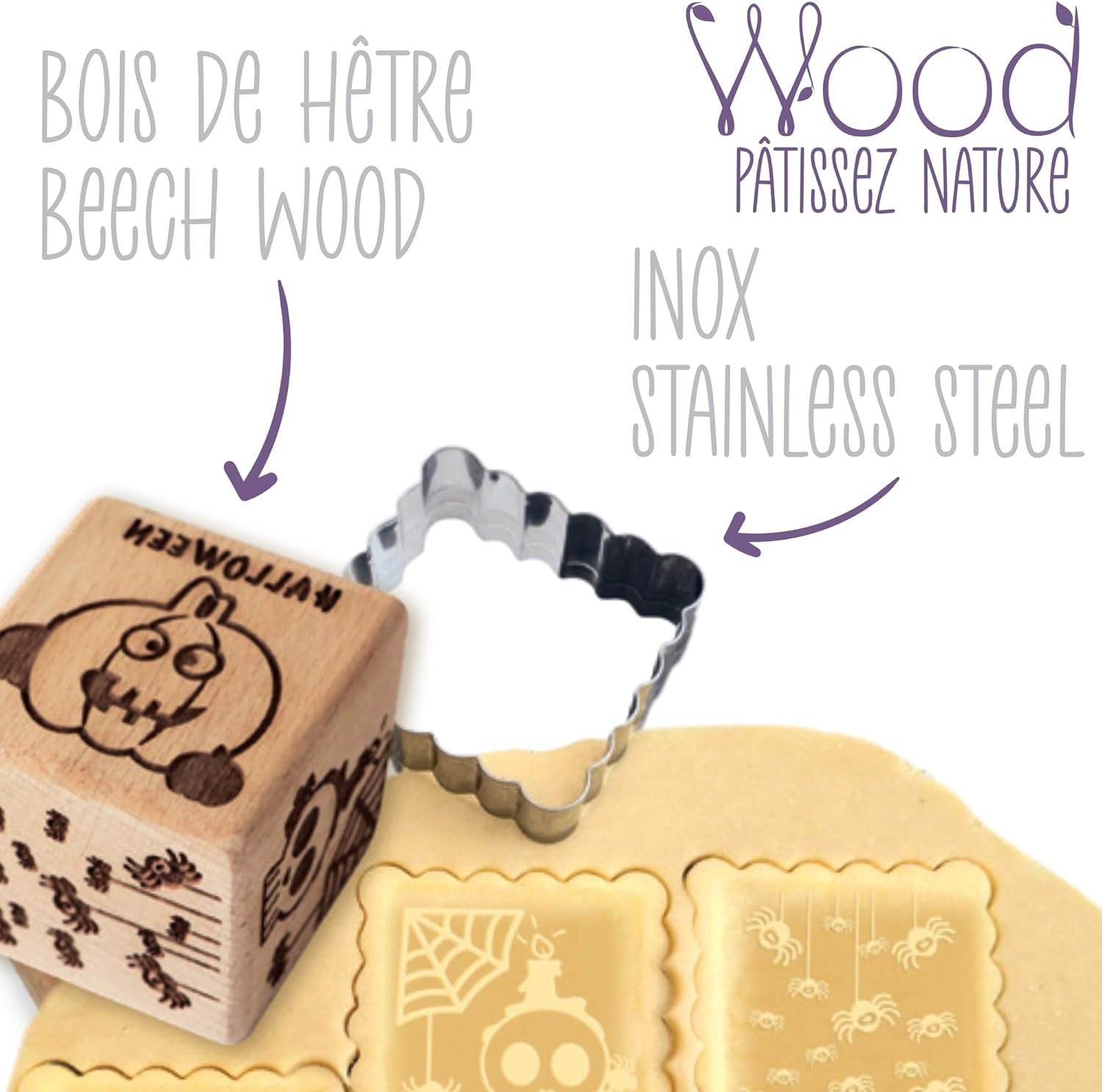 ScrapCooking – Modello decorato in legno con mostra di Halloween – con 1 torta di keksaus e würfelausstecher con 5 gesti erhabenen ingravierten – 5298