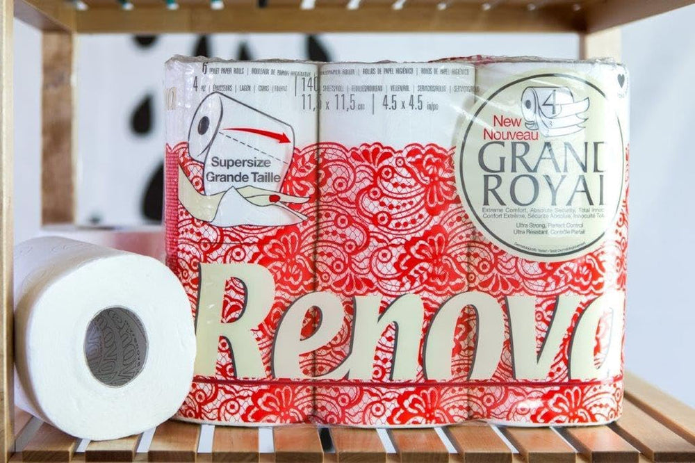 Hârtie igienică Renova Grand Royal, 18 role Premium XXL, 4 straturi, moale și rezistentă