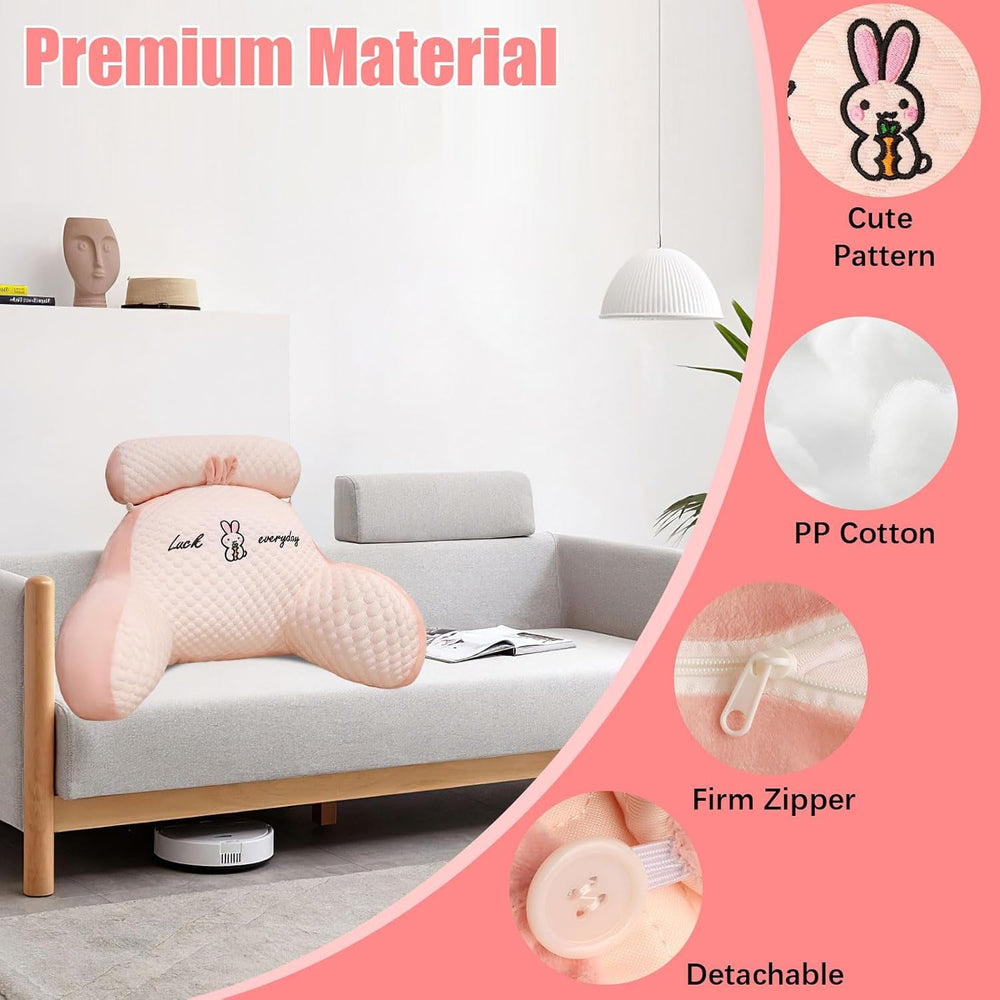 Pernă de citit, pernă de pat, pernă de spate extra mare pentru adulți 70x50cm pentru citit cu rolă detașabilă pentru gât și braț de susținere, pernă de citit confortabilă pentru pat și canapea (roz, extra mare)