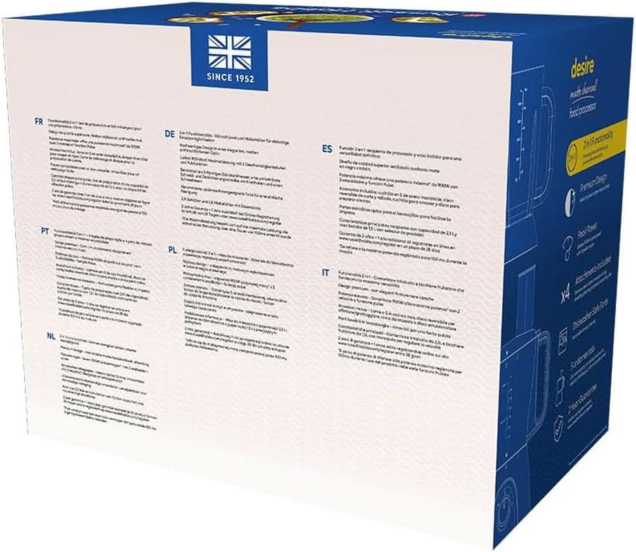 Robot da cucina Russell Hobbs [frullatore/tritaverdure/frullatore da tavolo/tritatutto/frullatore] robot da cucina (impastare, mescolare e affettare), carbone opaco Kitchen Naty Shop