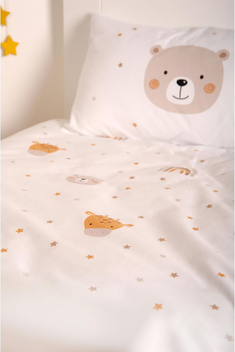 Herding Babybest Little Friends Winterbettwäsche, Kopfkissenbezug 40 X 60 Cm Mit Hoteleinschlag, Bettbezug 100 X 135 Cm, Mit Zwißwerfer, 100% Baumwolle/Flannel, Weiß, Twin Naty Shop