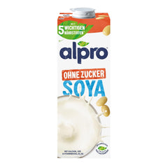 Alpro Sojadrink – Vegan und milchfrei – Von Natur aus laktosefrei und fettarm – Rich an pflanzlichen Proteinen, inhalt Calcium und Vitamine – 8 x 1 L – Haltbar
