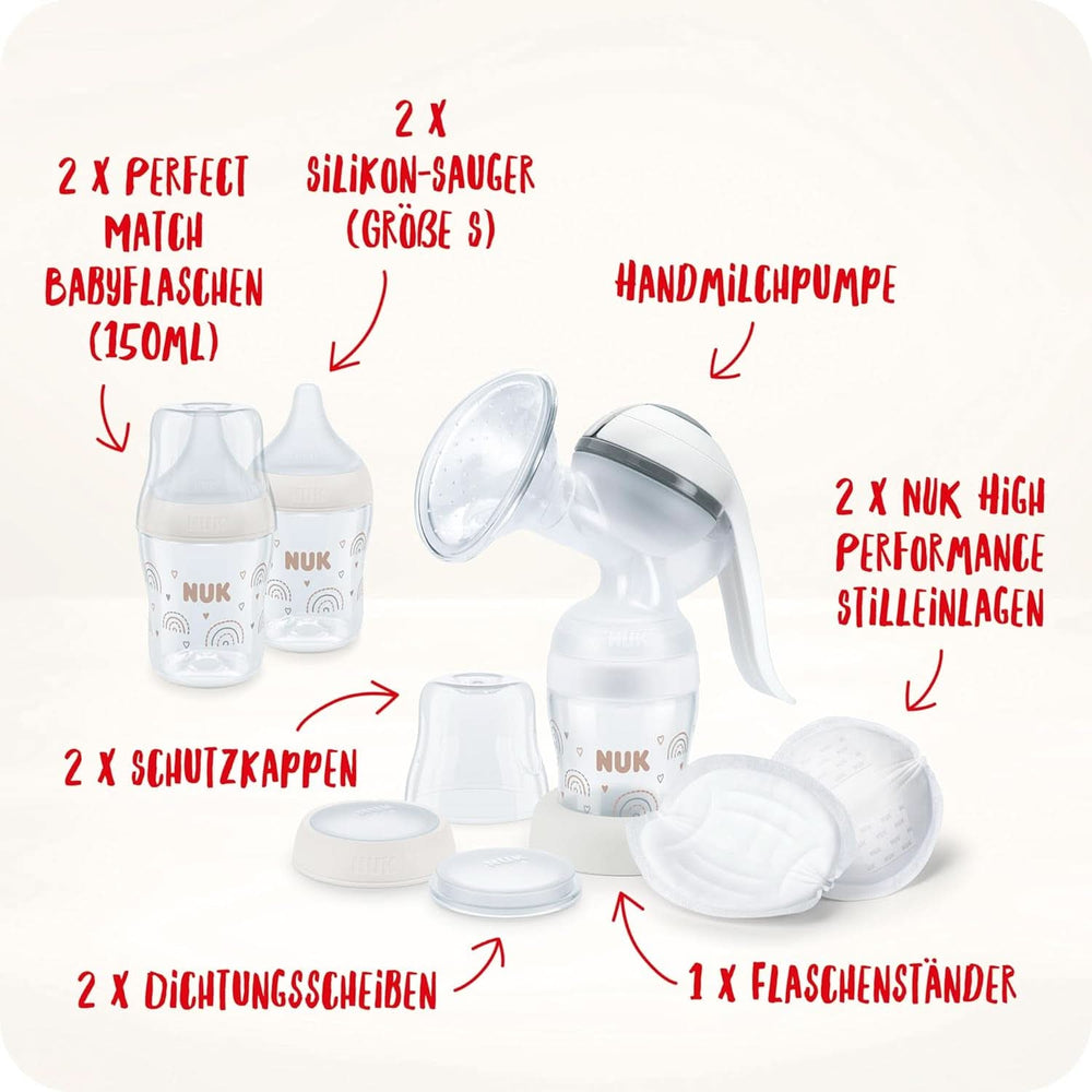 Set tiralatte manuale NUK, morbido cuscino in silicone, 2 biberon perfettamente combinati, 150 ml Accessori Alimentazione e Allattamento Bebe Naty Shop