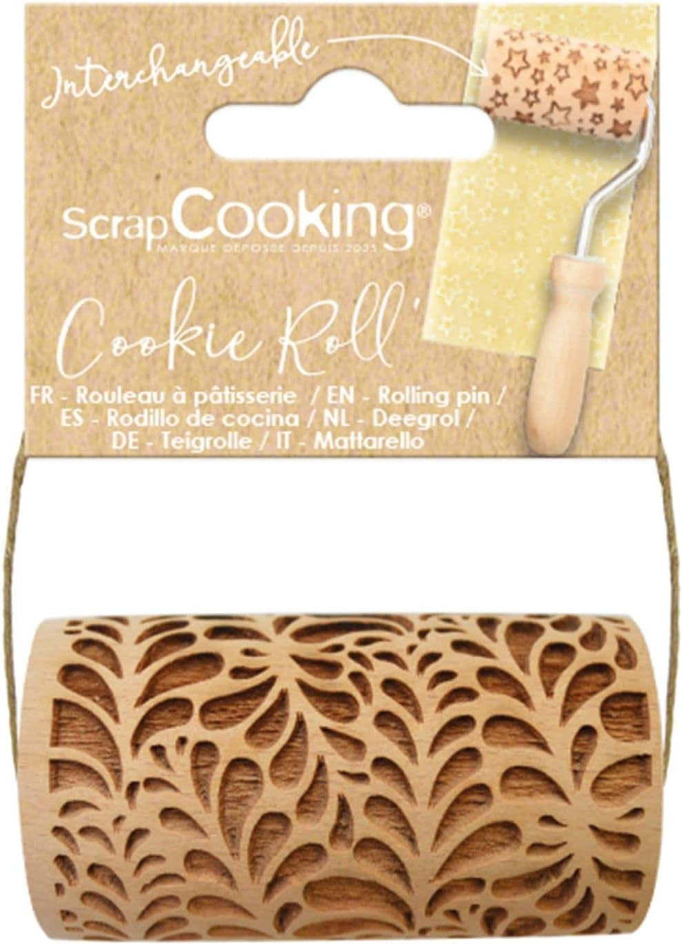 ROTTAMI DI COTTURA - Mini-Holzrolle "Ondines" – Decorazione per Kekse, Sandgesandet, Cookies – 5308