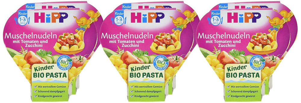 Pasta Hipp Shell con pomodorini e zucchine bio, confezione da 6 (6 x 250 g) Mamma e Bambino Naty Shop