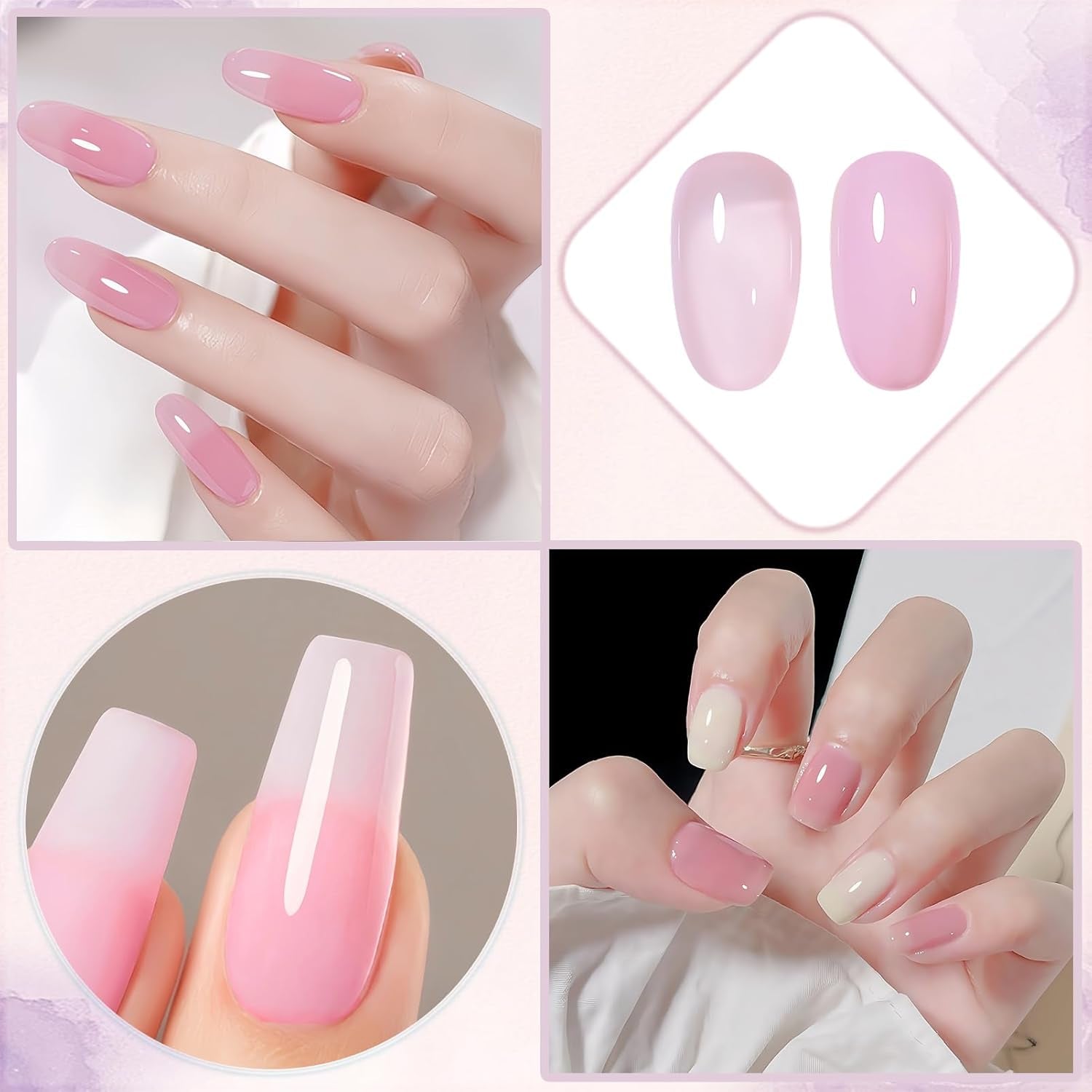 Smalto per unghie Jelly Pink 13 ml Smalto per unghie normale traslucido naturale ad asciugatura rapida e di lunga durata senza lampada UV per donne Nail art fai da te (Rosa classico)