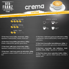 DER-FRANZ Cafea Crema, Intensitate 4/5, 100% Arabica, boabe de cafea întregi, 4 X 1000 G Cafea Naty Shop
