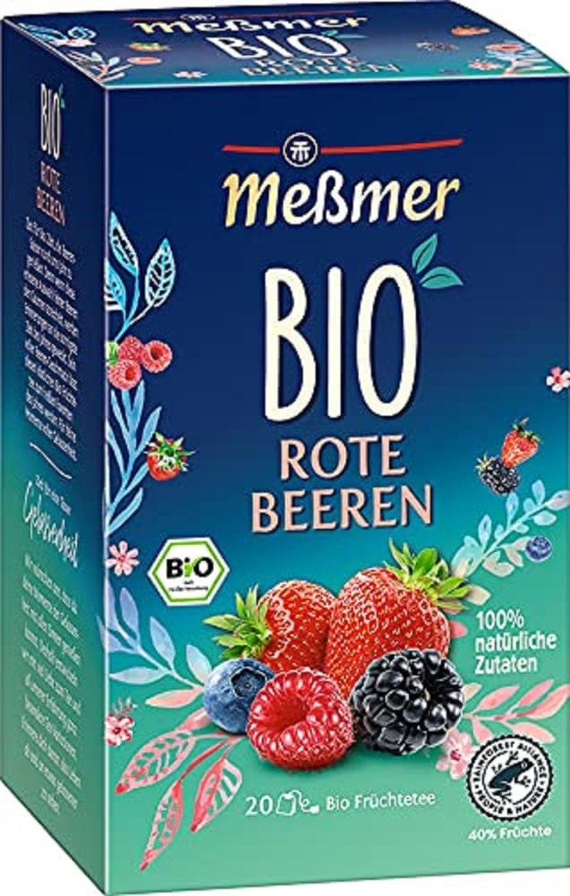 Meßmer Bio Rote Beeren | Ingrediente 100% naturale | 20 pliculețe de ceai | Vegan | Fără gluten | Fără lactoză