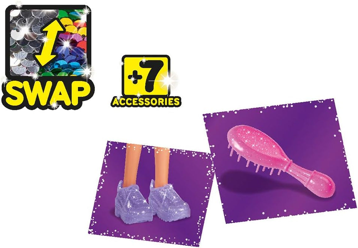 Păpușă Simba Steffi Love cu păr XXL / Rochie cu paiete cu efect de curcubeu și păr super lung / Include agrafe și pieptene / 29 cm / Pentru copii cu vârsta de 3 ani și peste