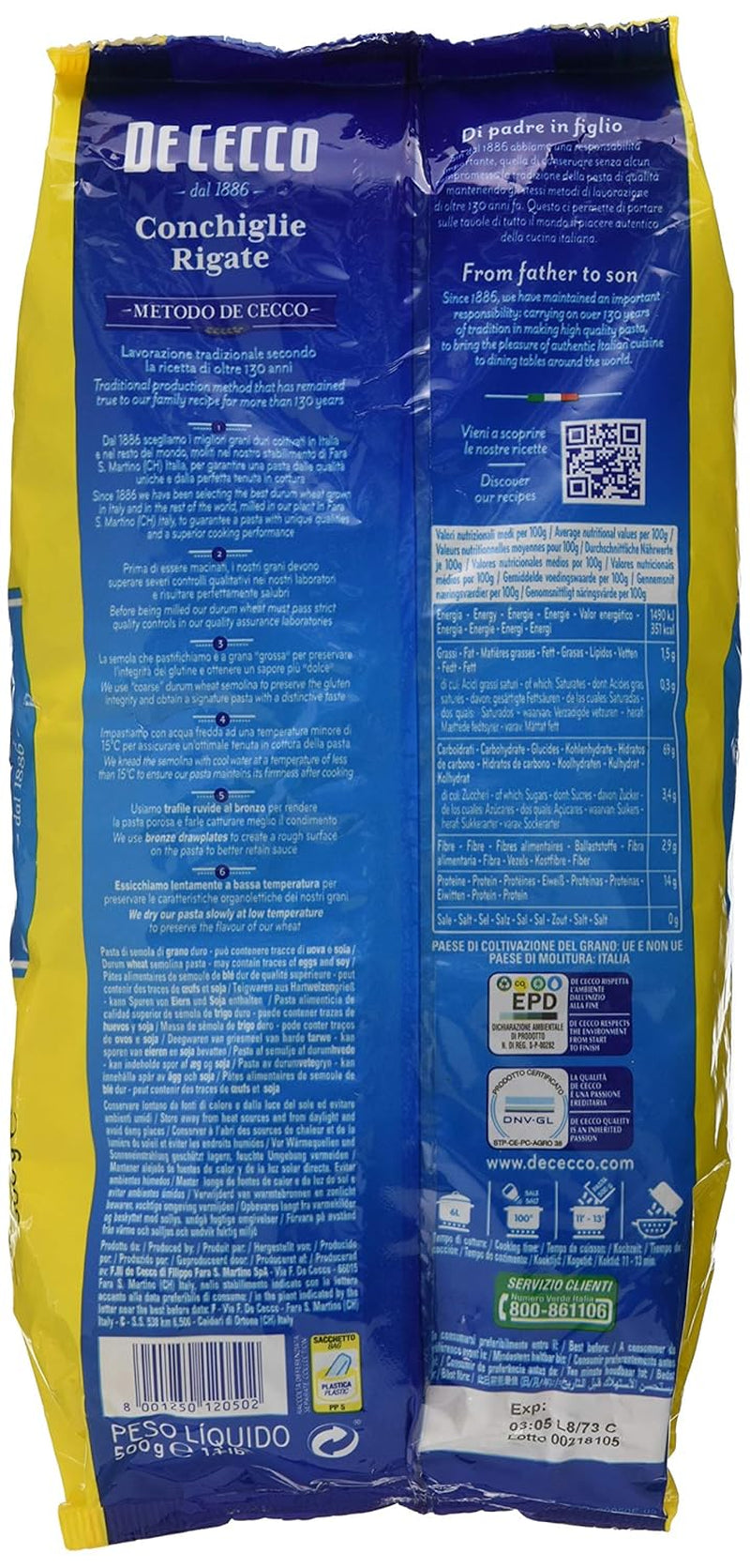 Conchiglie Rigate, 500 g (confezione da 1)