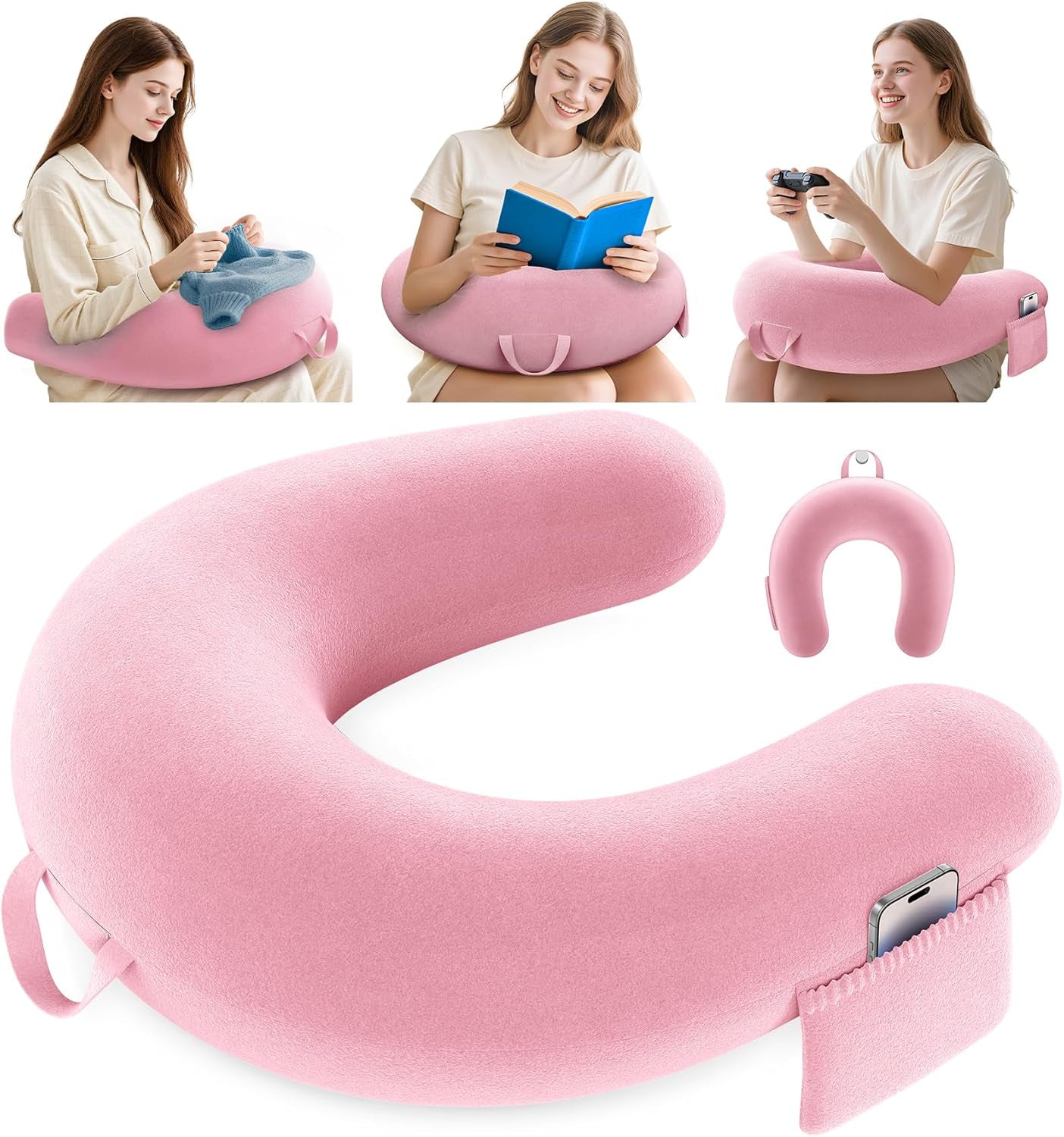 Pernă de gaming și citit, pernă de citit pentru stat pe pat/canapea/podea, pernă de hrănire/croșetat cu pernă de gaming mare și ergonomică, pernă de gamer pentru iPad/laptop - Negru